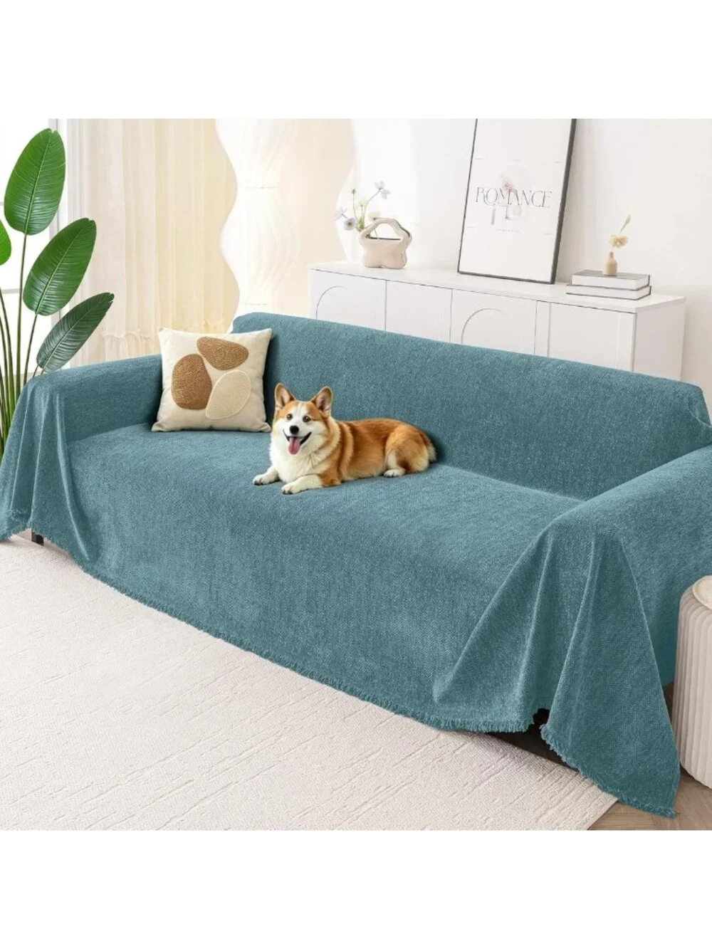 Soft Washable Couch Cover for Dogs | Chenille Sofa Slipcover, 3 Cushion